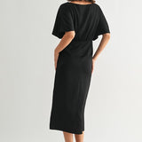 Satin Wrap Midi Dress