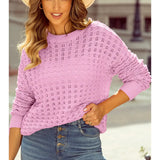 Drop Shoulder Crochet Knit Sweater