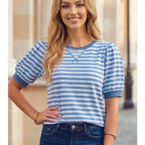 Bubble Sleeve Striped Tee