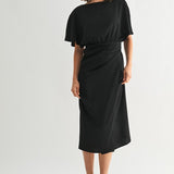 Satin Wrap Midi Dress