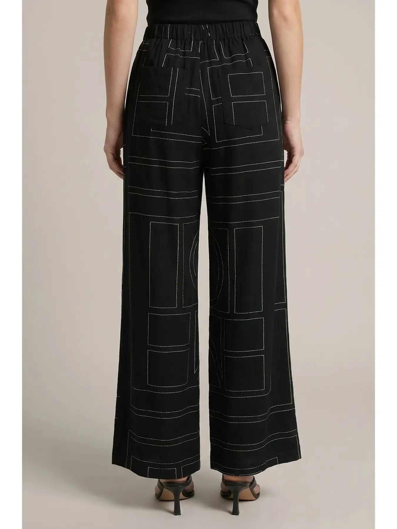Line Stitch Wide Leg Pant