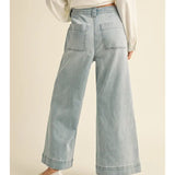 Tie Front Washed Denim Pant