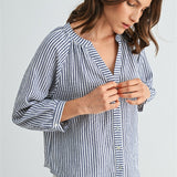 V Neck Striped Button Down