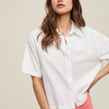 Boxy Linen Button-Up Blouse