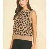 Leoapard Knit Sweater Vest