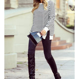 Side Split Striped Sweatshirt