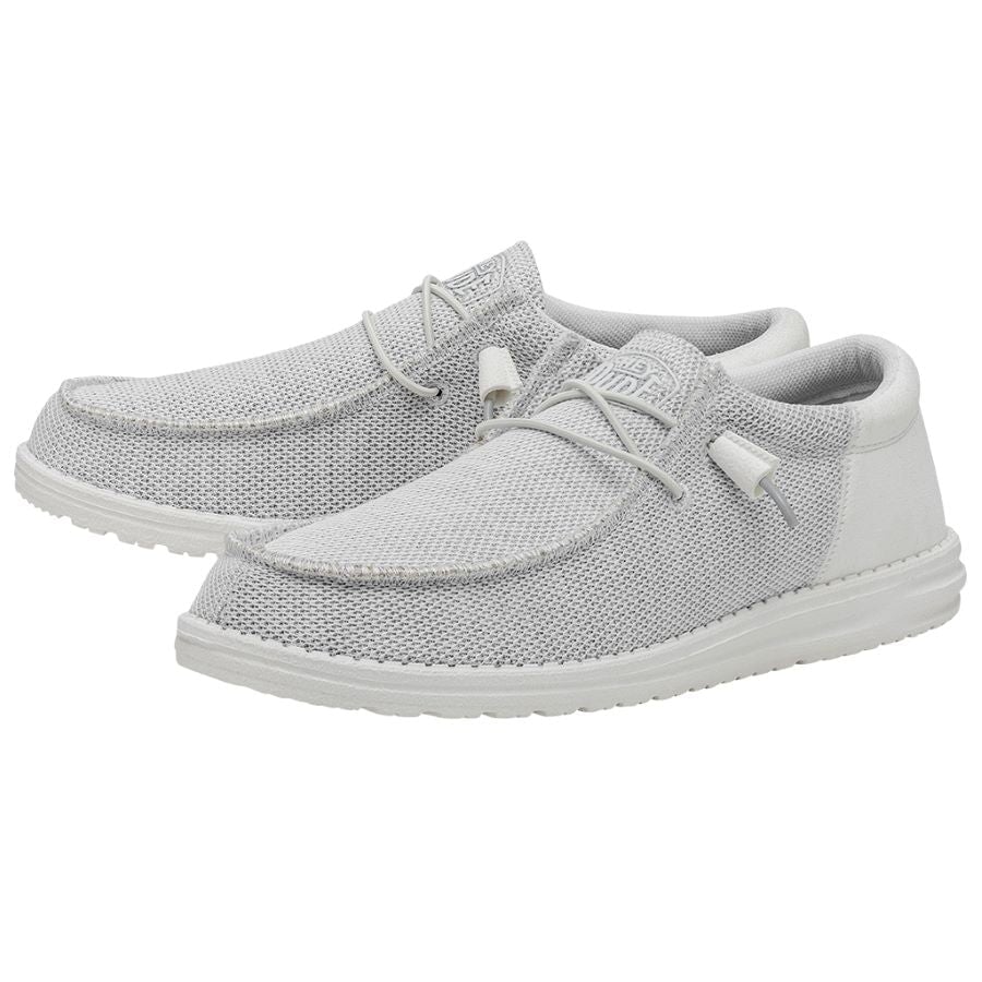 HEY DUDE Men's Phoenix Basic Knit Slide (White)