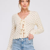 Pointelle Tie Cardigan