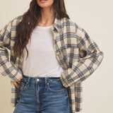 Brushed Plaid Button Down Shacket