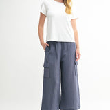 Gauze Wide Leg Cargo Pant