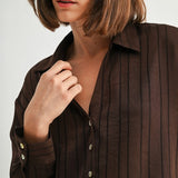 Texture Stripe Button Down Blouse