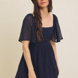 Flutter Sleeve Yoryu Chiffon Dress