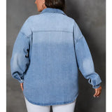 Chest Pocket Denim Shacket (Plus)