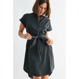 Self Tie Satin Midi Dress