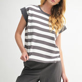 Boxy & Striped Knit Terry Tee