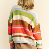 Color Block V Neck Cardi