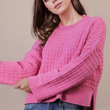 Pretty In Pink Waffle Sweater