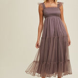 Organza Tiered Midi Dress