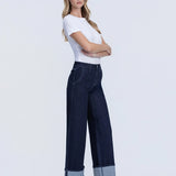 Olivia Cuffed Wide Leg Ankle Jean (Vervet)