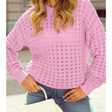 Drop Shoulder Crochet Knit Sweater