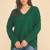 Exposed Seam V Neck Sweater