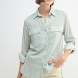 Double Pocket Striped Button Down