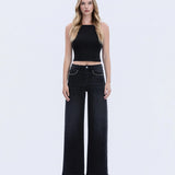 Olivia Nail Head Detail Wide Leg Jean (Vervet)