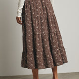 Floral Tiered Midi Skirt