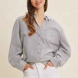 Oversized Pinstripe Button Down