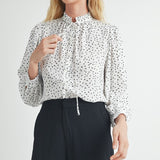 Geo Print Tie Detail Blouse