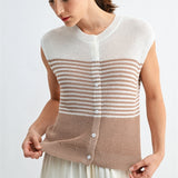 Stripe Texture Button Down Sweater