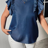 Honey Frill Trim Blouse (Plus)