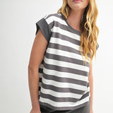 Boxy & Striped Knit Terry Tee