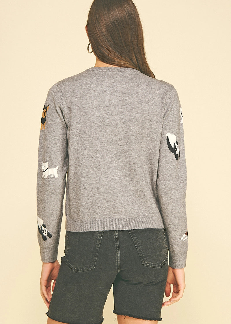 Dog Motif Knit Cardigan