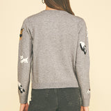 Dog Motif Knit Cardigan
