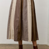 Mixed Media Striped Midi Skirt