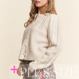 Soft Knit Eyelet Cardi Sweater (Plus)