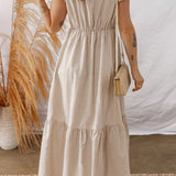 Flutter Sleeve Striped Maxi Dress