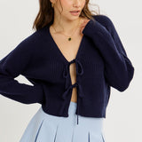 Bow Tie Cropped Sweater Cardi