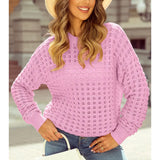 Drop Shoulder Crochet Knit Sweater