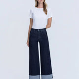 Olivia Cuffed Wide Leg Ankle Jean (Vervet)