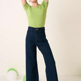 Wide Leg Double Pocket Denim Pant