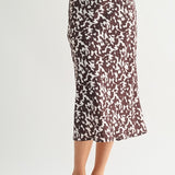 Abstract Satin Midi Skirt