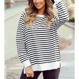 Side Split Striped Sweatshirt