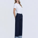 Olivia Cuffed Wide Leg Ankle Jean (Vervet)