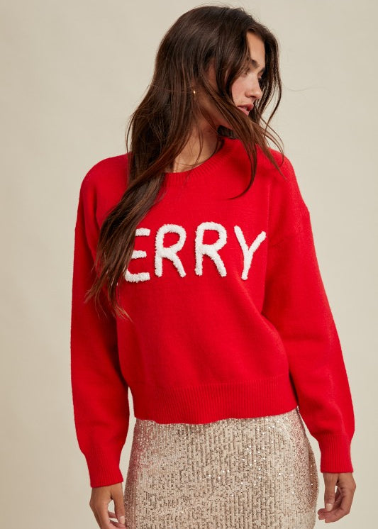 "Merry" Fluffy Patch Sweater