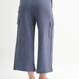 Gauze Wide Leg Cargo Pant