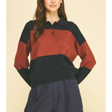 Color Block Polo Sweater