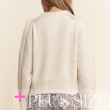 Soft Knit Eyelet Cardi Sweater (Plus)