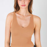 V Neck Ribbed Crop Top (Nikibiki)